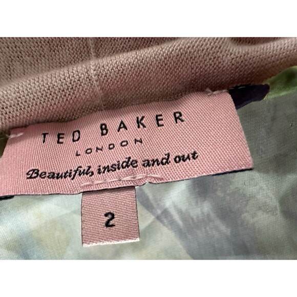 Fantastic Ted baker Cardigan Light Salmon Colour With Roses At The Back 2 /M - Picture 5 of 16